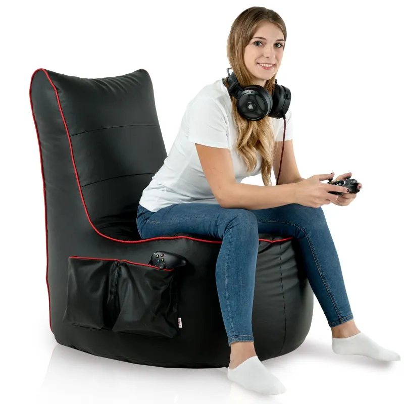 Vielseitiger schwarzer Sitzsack für Wohnzimmer oder Gaming geeignet