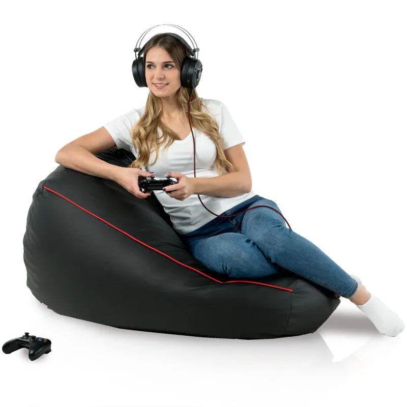 Robuster schwarzer Gaming Sitzsack, ideal für Kinder-Spielzimmer und Gaming-Setups