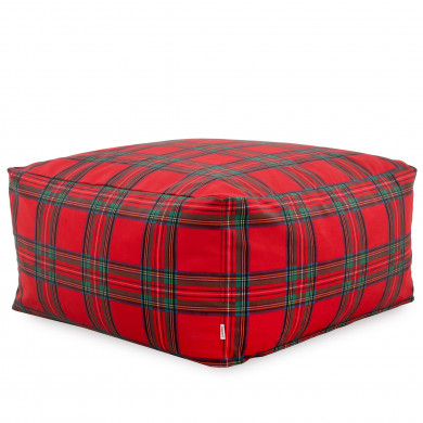 Rotes Retro-Karo Hocker Sitzsack / Tisch