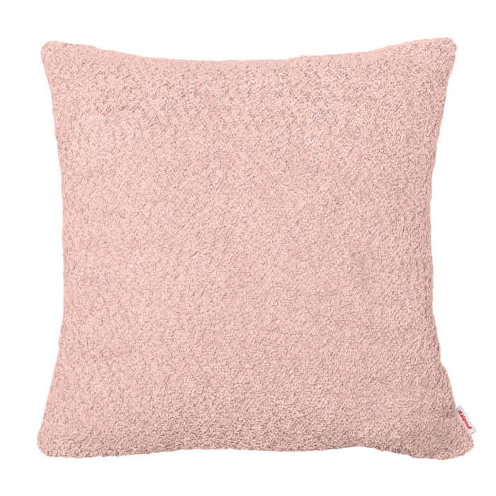 Puderrosa Boucle quadratisches kissen