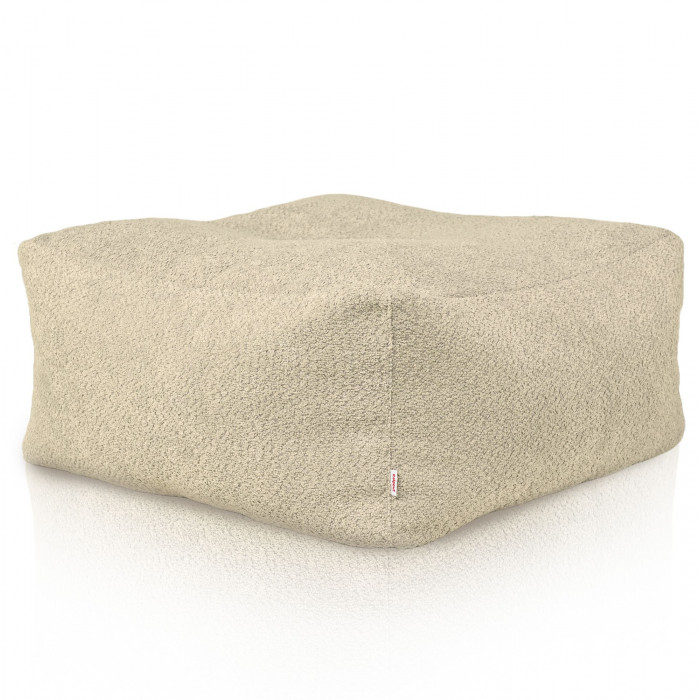 hellbeige Hocker Sitzsack / Tisch boucle