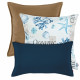 Beige und Marineblaues Ozean-Kissen-Set