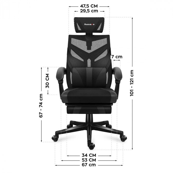 Abmessungen des Huzaro Combat 5.0 Schwarz