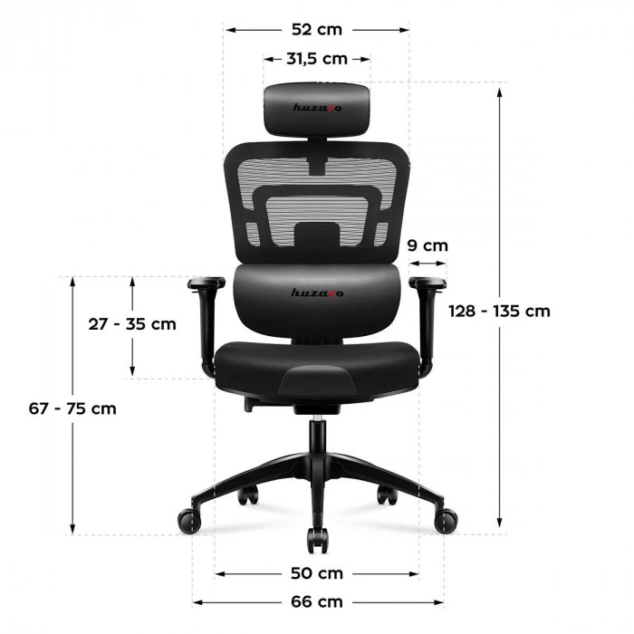 Abmessungen des Huzaro Combat 7.0 shwarz Gaming Stühls