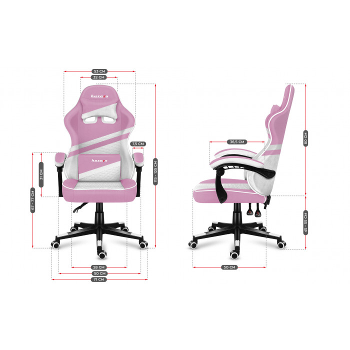 Abmessungen des Huzaro Force 4.4 Rosa Mesh Chair