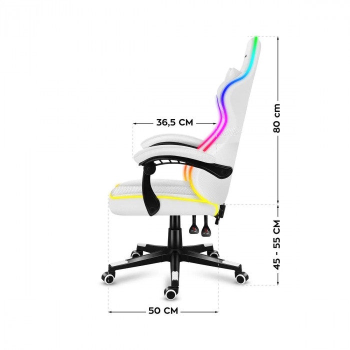 Abmessungen des Stuhls Huzaro Force 4.4 RGB weiß