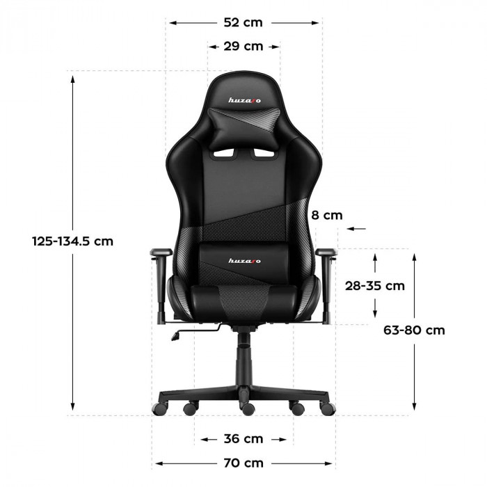 Abmessungen des Huzaro Force 6.2 Carbon Stuhls