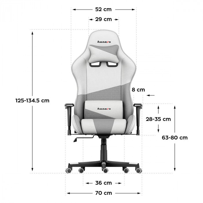 Abmessungen des Stuhls Huzaro Force 6.2 weiß Mesh