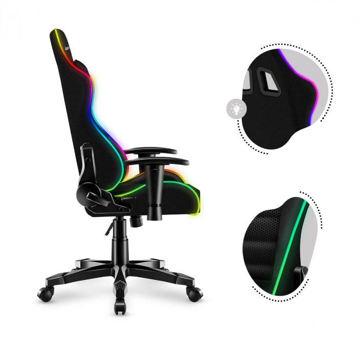 Die Vorderseite des Huzaro Ranger 6.0 RGB Gaming-Stühls mit Junge