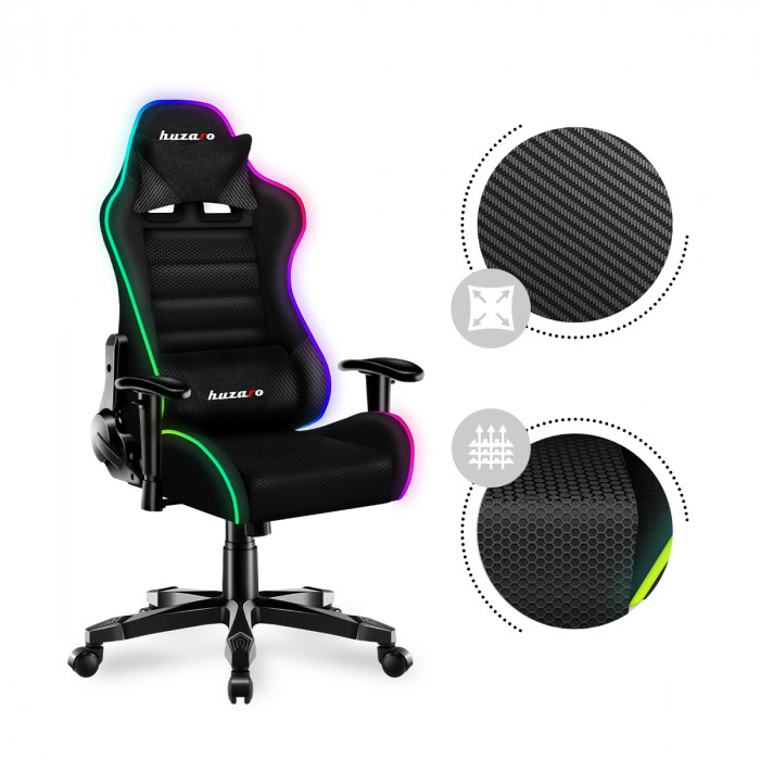 Rechte Schräge des Huzaro Ranger 6.0 RGB Stuhls mit Stoffen