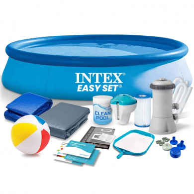 Runder Aufstellpool Aufblasbarer Schwimmbad Garten 366 x 76 cm Set 15in1 INTEX 28132