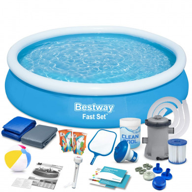 Runder Aufstellpool Aufblasbarer Schwimmbad Garten 366 x 76 cm Satz 17in1 Bestway 57274