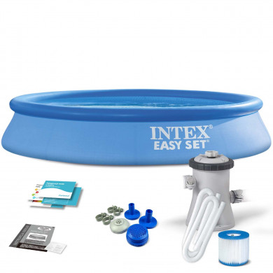 Runder Aufstellpool Aufblasbarer Schwimmbad Garten mit Pumpe 305 x 61 cm 9in1 INTEX 28118