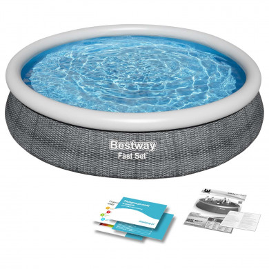 Runder Aufstellpool Aufblasbarer Schwimmbad Garten 366 x 76 cm 4-in-1 Bestway 57443