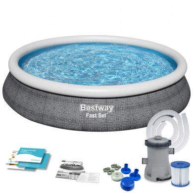 Runder Aufstellpool Aufblasbarer Schwimmbad Garten 457 x 84 cm 9in1 Bestway 57313N