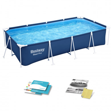 Rechteckiger Metallrahmen Aufstellpool 400 x 211 x 81 cm , 4-in-1 Bestway 56405N