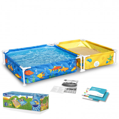 Bestway 561CF Kinder-Aufstellpool mit Sandkasten 213 x 112 x 30,5 cm