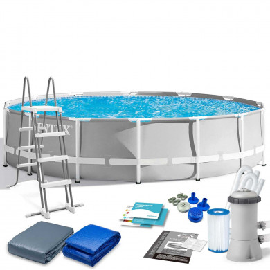 Runder Metallrahmen Prisma-Aufstellpool mit Pumpe 457 x 122 cm, 6in1 INTEX 26726GN