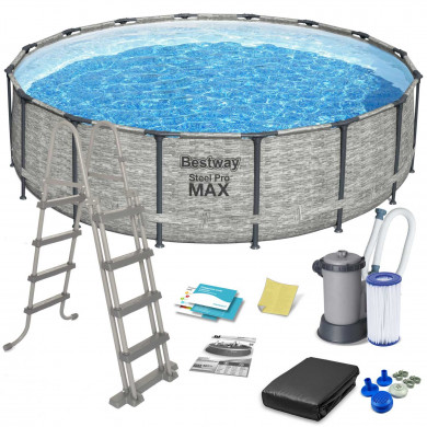 Steel Pro Max Runder Metallrahmen Aufstellpool 488 x 122 cm, 11in1 Bestway 5619E