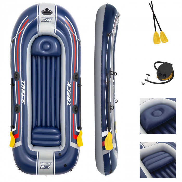 Aufblasbarer Ponton mit Ruder und Pumpe 4os TRECK X3 Bestway 61110.
