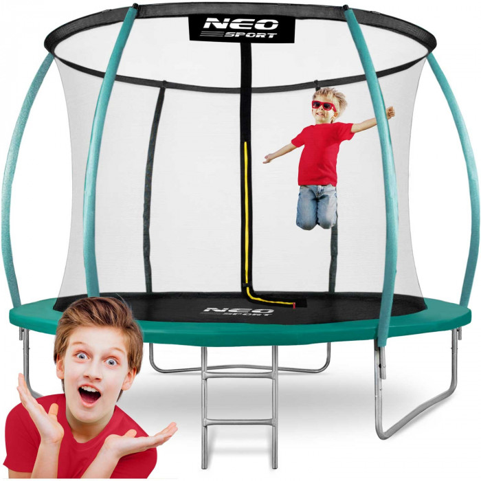 Gartentrampolin 10ft/312cm mit Netz, profilierten Pfosten und Leiter.