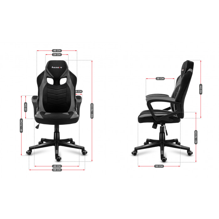 Abmessungen des Huzaro Force 2.5 grau Mesh Chair