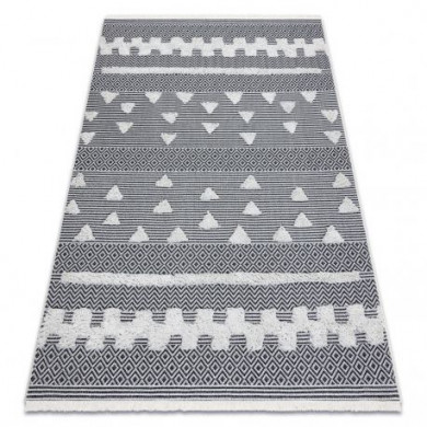 Teppich ÖKO SISAL BOHO MOROC Geometrisch 22321 Franse - zwei Ebenen aus Vlies creme / grau, recycelter Teppich