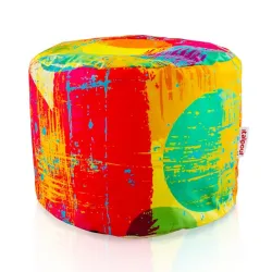 Pouf Runder Sitzhocker Zylinder - Premium Print-Stoff