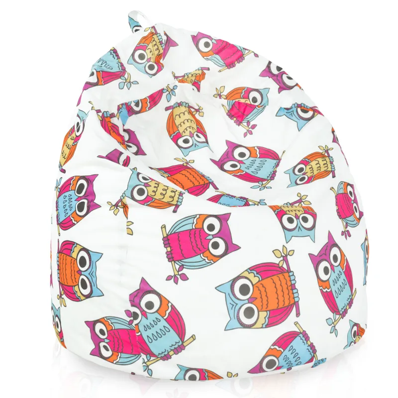 Stylischer Sitzsack für Kinder mit Eulenmotiv, passend für jeden Spielbereich