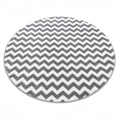 Teppich SKETCH ring - F561 grau/weiß - Zickzack