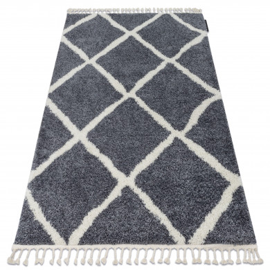 Teppich BERBER CROSS B5950 grau / weiß Franse berber marokkanisch shaggy zottig