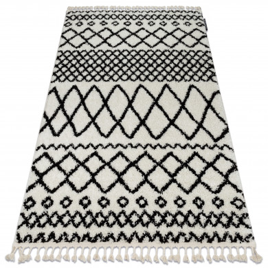 Teppich BERBER SAFI N9040 weiß / schwarz Franse berber marokkanisch shaggy zottig