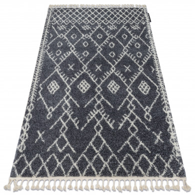 Teppich BERBER TANGER B5940 grau / weiß Franse shaggy