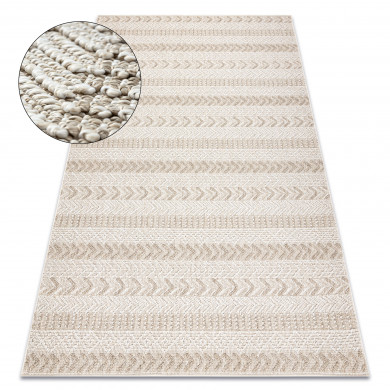 Teppich JERSEY 19243 beige - Fischgrät, Struktur, Schleife BOHO 120x170 cm