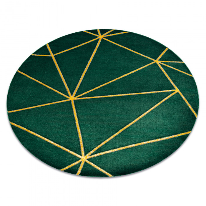 Dywan EMERALD ekskluzywny 1013 koło - glamour, stylowy geometryczny butelkowa zieleń / złoty