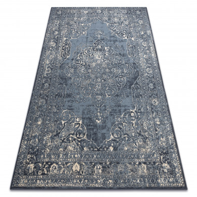 Teppich Wolle NAIN Rosette vintage 7599/50911 dunkelblau / beige