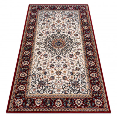 Teppich Wolle NAIN Ornament, Rahmen 6635/51036 beige / rotwein