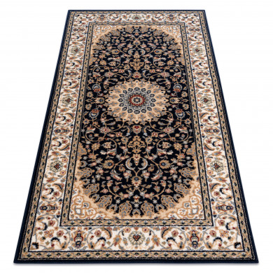 Teppich Wolle NAIN Rosette, Rahmen 7177/51011 beige / schwarz