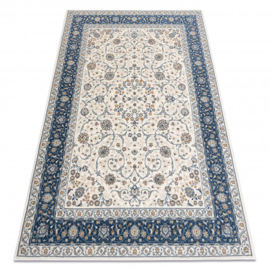 Teppich Wolle NAIN Rahmen Ornament 7179/51913 beige / dunkelblau