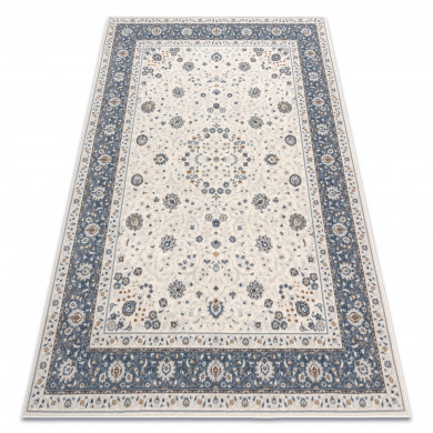 Teppich Wolle NAIN Rahmen Ornament 7179/51943 beige / dunkelblau