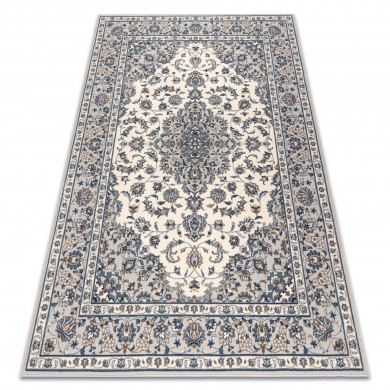 Teppich Wolle NAIN Rahmen Ornament 7335/51935 beige / dunkelblau