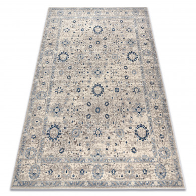 Teppich Wolle NAIN Rahmen Ornament 7586/51935 beige / dunkelblau