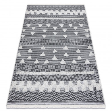 Teppich ÖKO SISAL BOHO MOROC Geometrisch 22321 Franse - zwei Ebenen aus Vlies creme / grau, recycelter Teppich