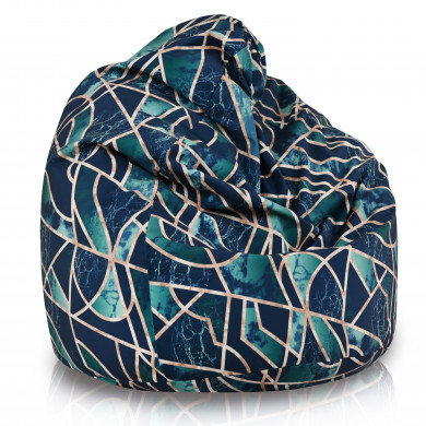 Dunkelblauer und grüner geometrischer Marmor Sitzsack
