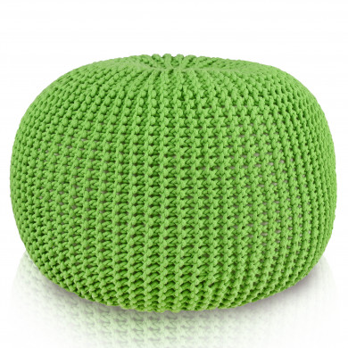 KnitPouf Cotton Lime – Runder gestrickter Pouf