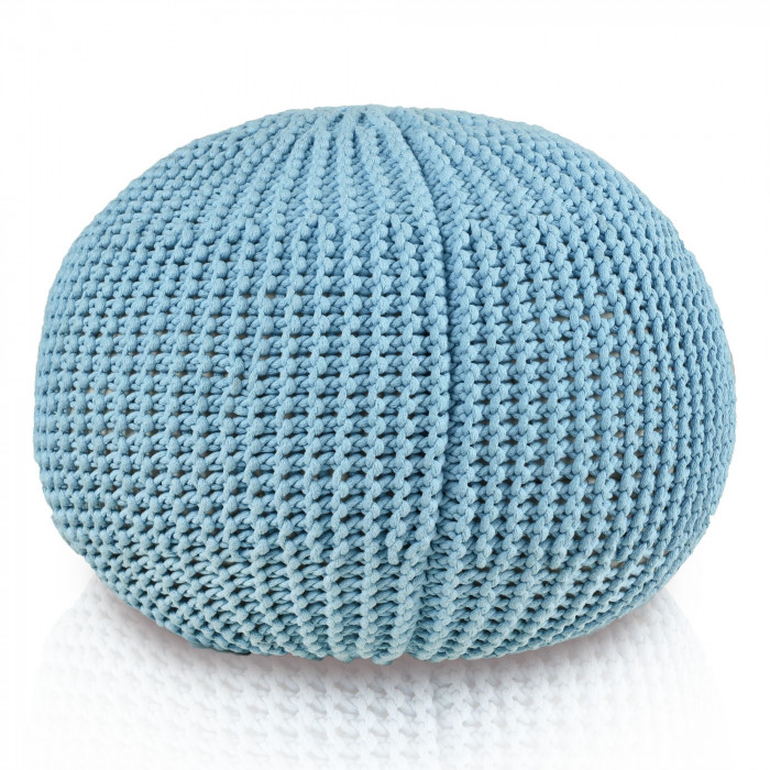 KnitPouf Cotton Lime – Runder gestrickter Pouf
