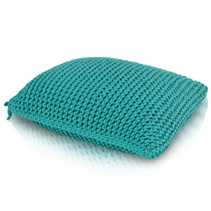 PillowKnit Handmade Navy – rechteckiges Strickkissen aus Baumwollkordel