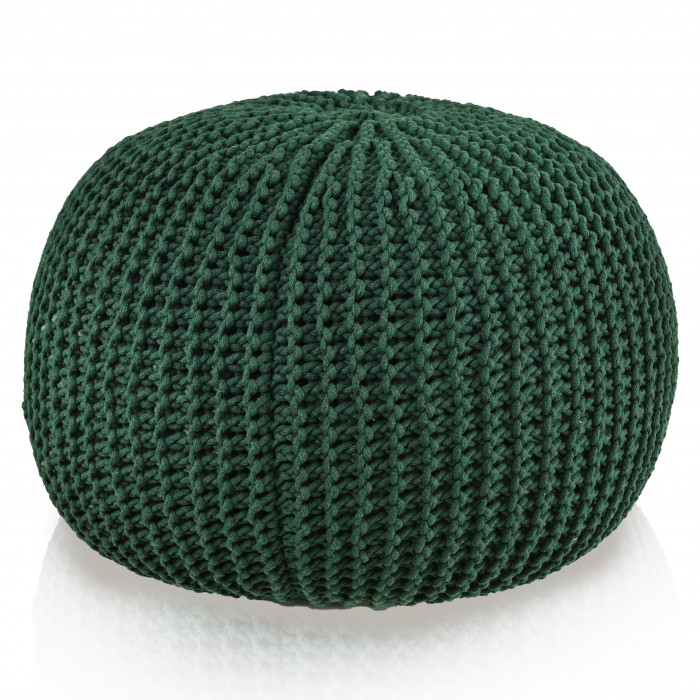 CottonKnit Sky Pouf – handgestrickter Pouf aus Baumwollkordel