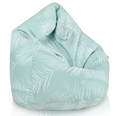 Palmy Mint Sitzsack für Kinder – Weicher Sitzsack mit tropischem Blattmuster, Pastell-Mint