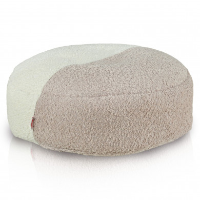 Bouclé Pastel Duo Fußhocker – rund, puderweiß, elegant und weich